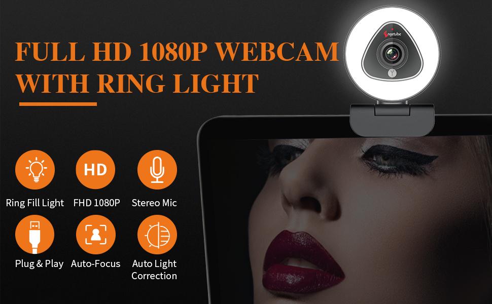 Full hd 1080p webcam with ring light